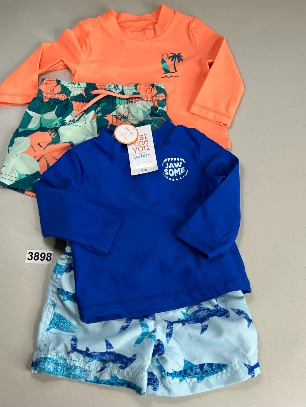 Carter’s Just One You Boys Rash Guard 9 Months  Swimwear 4 Piece